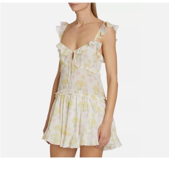 LoveShackFancy Frista Floral Print
Ruffled Mini Dress size medium - Picture 3 of 7